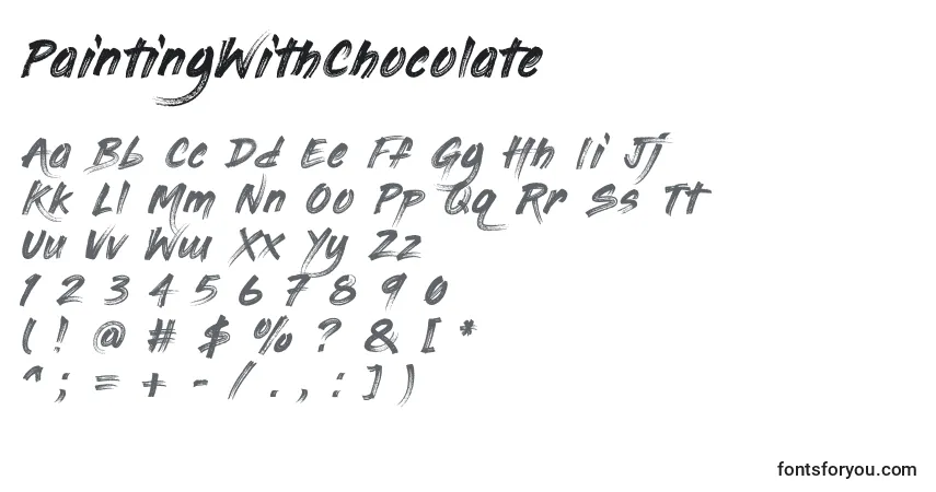 A fonte PaintingWithChocolate – alfabeto, números, caracteres especiais