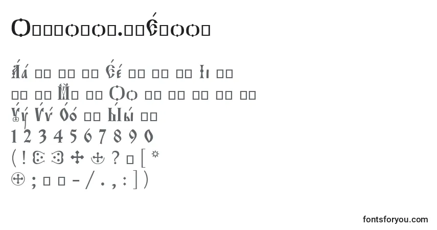 A fonte Orthodox.TtEroos – alfabeto, números, caracteres especiais