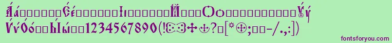 Orthodox.TtEroos Font – Purple Fonts on Green Background