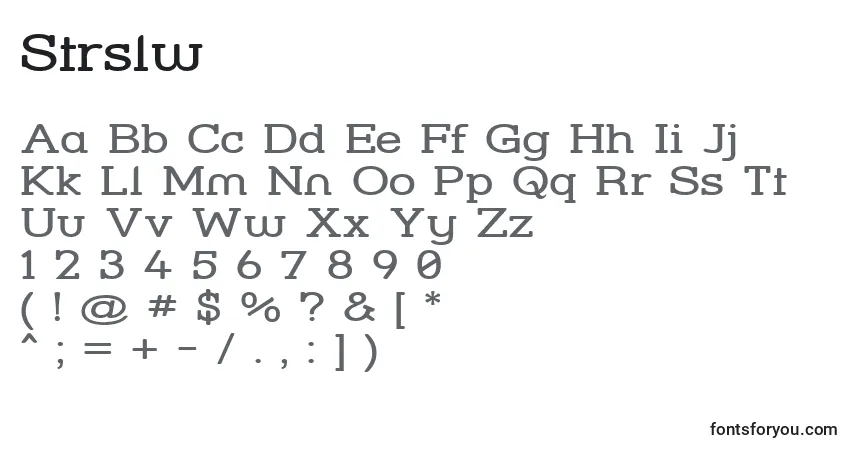 Czcionka Strslw – alfabet, cyfry, specjalne znaki