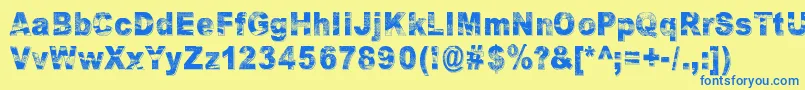 RazterhunchShadow Font – Blue Fonts on Yellow Background