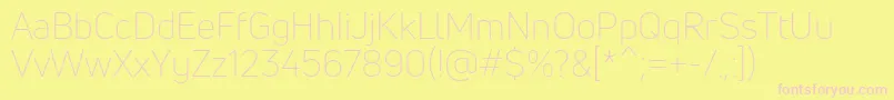 UnineueLight-fontti – vaaleanpunaiset fontit keltaisella taustalla