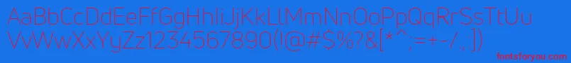 UnineueLight-fontti – punaiset fontit sinisellä taustalla