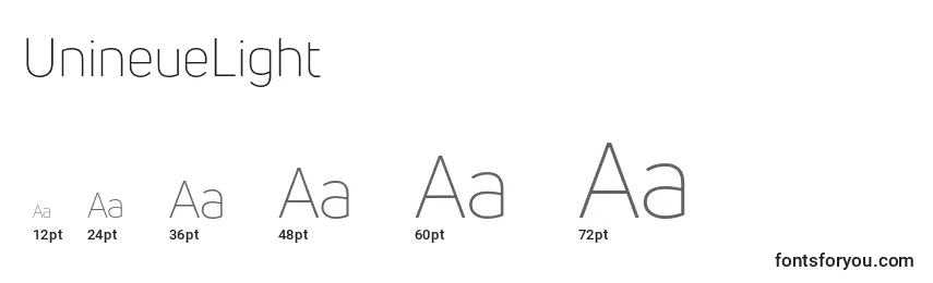 UnineueLight Font Sizes