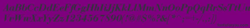 BodoniBoldItalic-Schriftart – Schwarze Schriften auf violettem Hintergrund