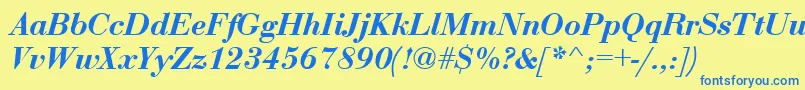 BodoniBoldItalic Font – Blue Fonts on Yellow Background