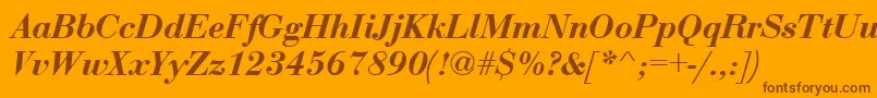 Weitere Informationen zur BodoniBoldItalic-Schriftart BodoniBoldItalic-Schriftart – Braune Schriften auf orangefarbenem Hintergrund