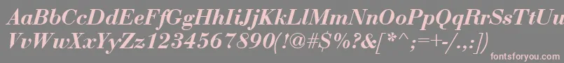 BodoniBoldItalic-Schriftart – Rosa Schriften auf grauem Hintergrund