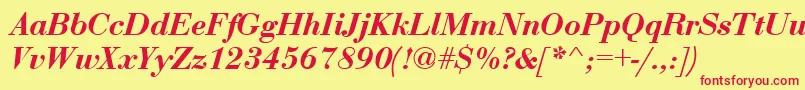 BodoniBoldItalic Font – Red Fonts on Yellow Background
