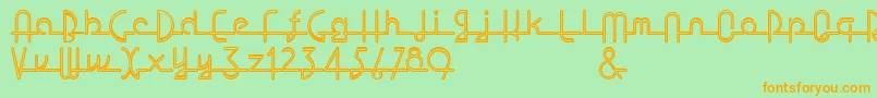 フォントLostwages – オレンジの文字が緑の背景にあります。