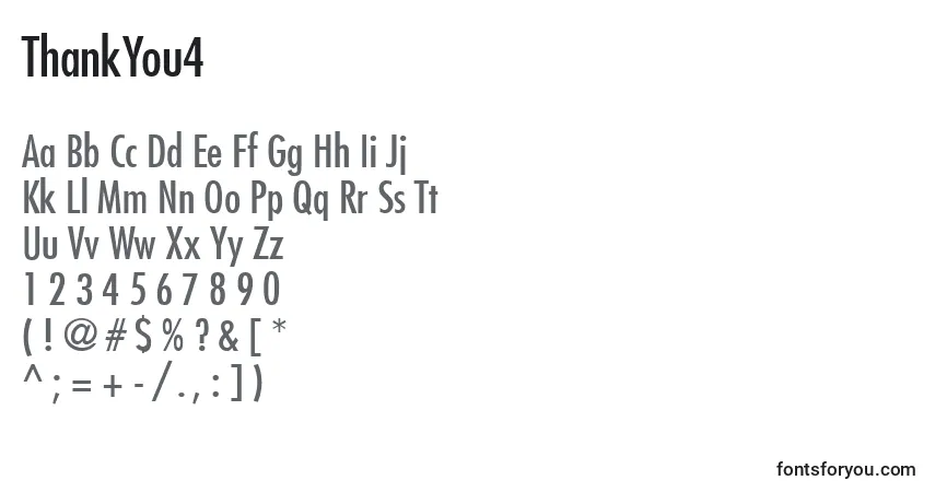Czcionka ThankYou4 – alfabet, cyfry, specjalne znaki