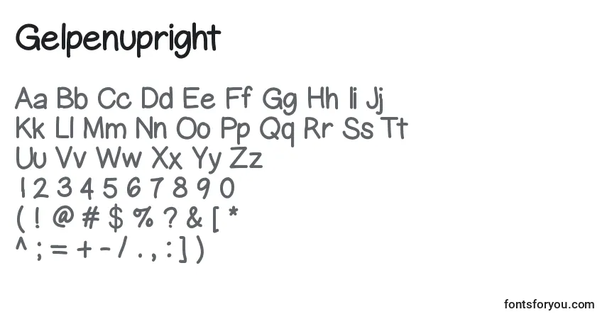 A fonte Gelpenupright – alfabeto, números, caracteres especiais