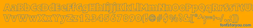 StineBoldHollow-Schriftart – Blaue Schriften auf orangefarbenem Hintergrund