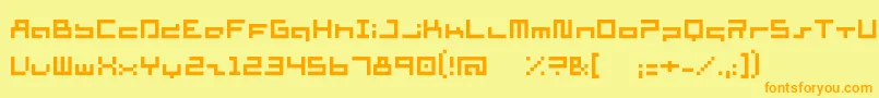 フォントSupersim – オレンジの文字が黄色の背景にあります。