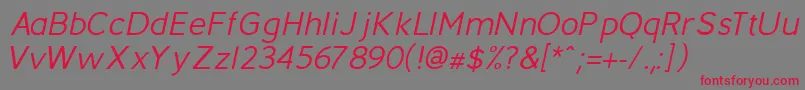 フォントBerlinItalic – 赤い文字の灰色の背景