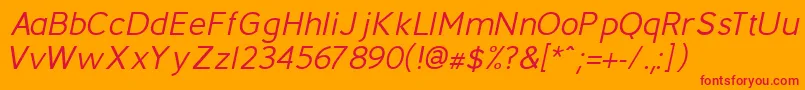 Fonte BerlinItalic – fontes vermelhas em um fundo laranja