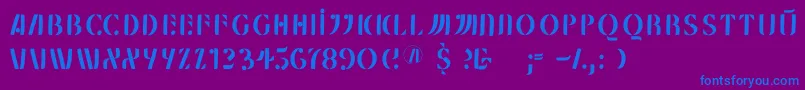 フォントMklungerfs – 紫色の背景に青い文字