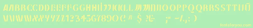 フォントMklungerfs – 黄色の文字が緑の背景にあります