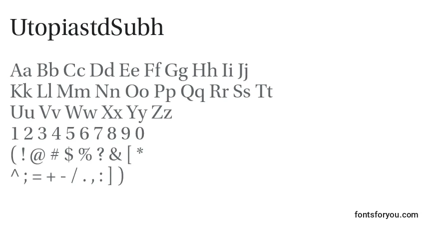Шрифт UtopiastdSubh – алфавит, цифры, специальные символы