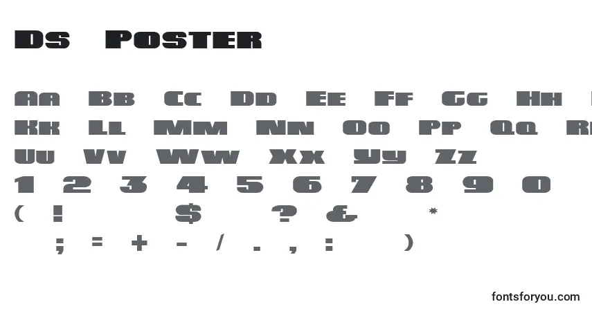 A fonte Ds Poster – alfabeto, números, caracteres especiais