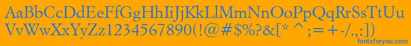 ItalianGaramondBt-Schriftart – Blaue Schriften auf orangefarbenem Hintergrund