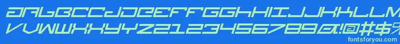 LegionItalic-Schriftart – Grüne Schriften auf blauem Hintergrund