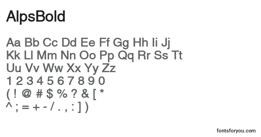 Czcionka AlpsBold – alfabet, cyfry, specjalne znaki