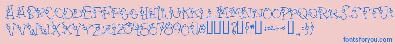 4mylover-Schriftart – Blaue Schriften auf rosa Hintergrund