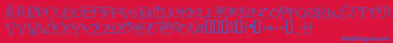 4mylover-Schriftart – Blaue Schriften auf rotem Hintergrund