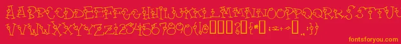 4mylover-Schriftart – Orangefarbene Schriften auf rotem Hintergrund