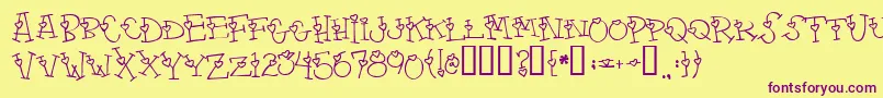 4mylover-fontti – violetit fontit keltaisella taustalla