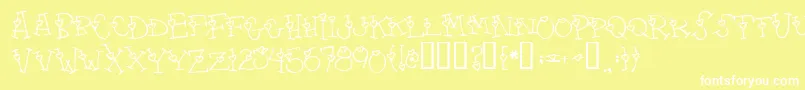 4mylover-fontti – valkoiset fontit keltaisella taustalla