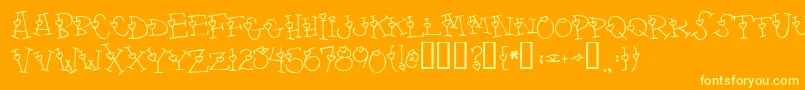 4mylover-Schriftart – Gelbe Schriften auf orangefarbenem Hintergrund