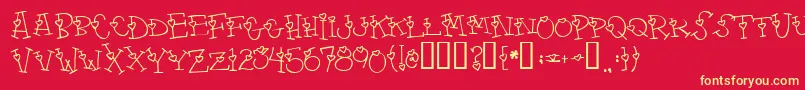 4mylover-fontti – keltaiset fontit punaisella taustalla