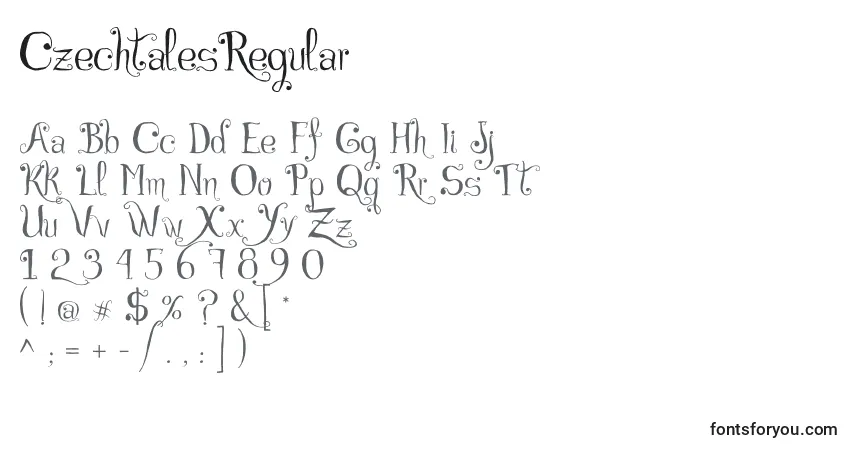 Czcionka CzechtalesRegular – alfabet, cyfry, specjalne znaki