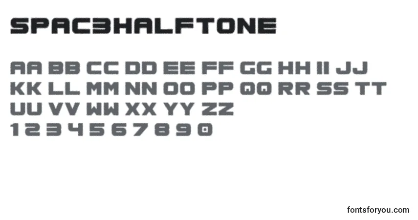 Schriftart Spac3Halftone – Alphabet, Zahlen, spezielle Symbole