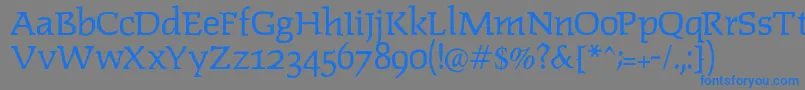 フォントLipsiantiqua – 灰色の背景に青い文字