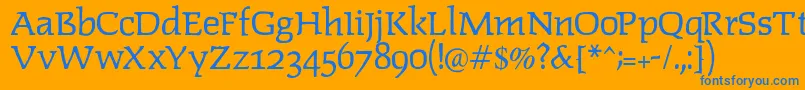 Lipsiantiqua-Schriftart – Blaue Schriften auf orangefarbenem Hintergrund