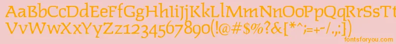 Lipsiantiqua-Schriftart – Orangefarbene Schriften auf rosa Hintergrund