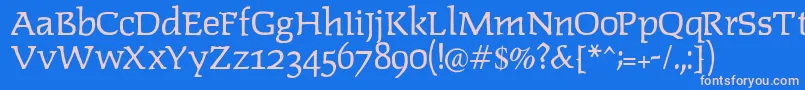 フォントLipsiantiqua – ピンクの文字、青い背景