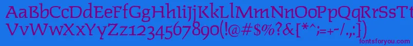 Lipsiantiqua-Schriftart – Violette Schriften auf blauem Hintergrund