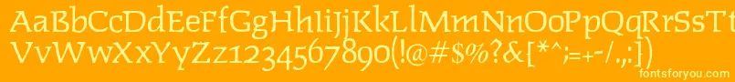 フォントLipsiantiqua – オレンジの背景に黄色の文字