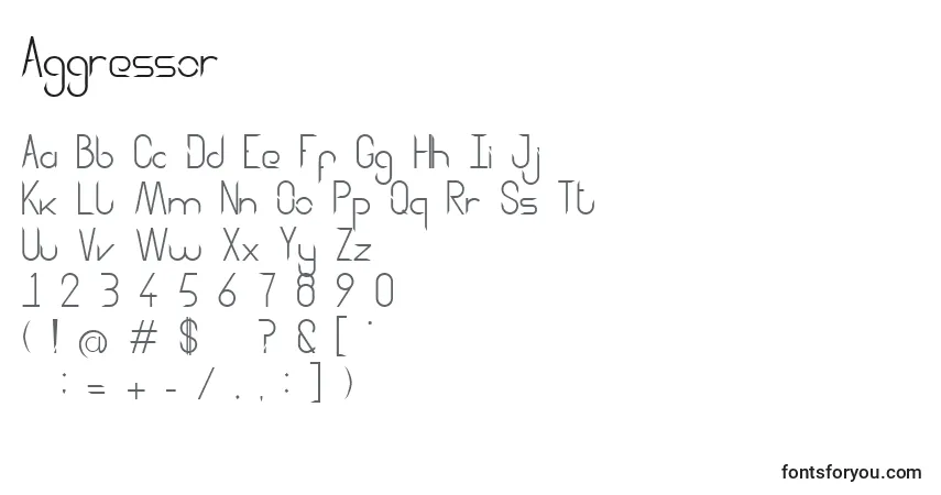 Шрифт Aggressor – алфавит, цифры, специальные символы