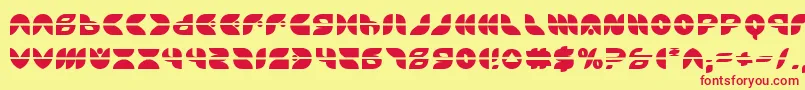 Puff Angel Laser-Schriftart – Rote Schriften auf gelbem Hintergrund