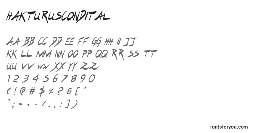 Hakturusconditalフォント–アルファベット、数字、特殊文字
