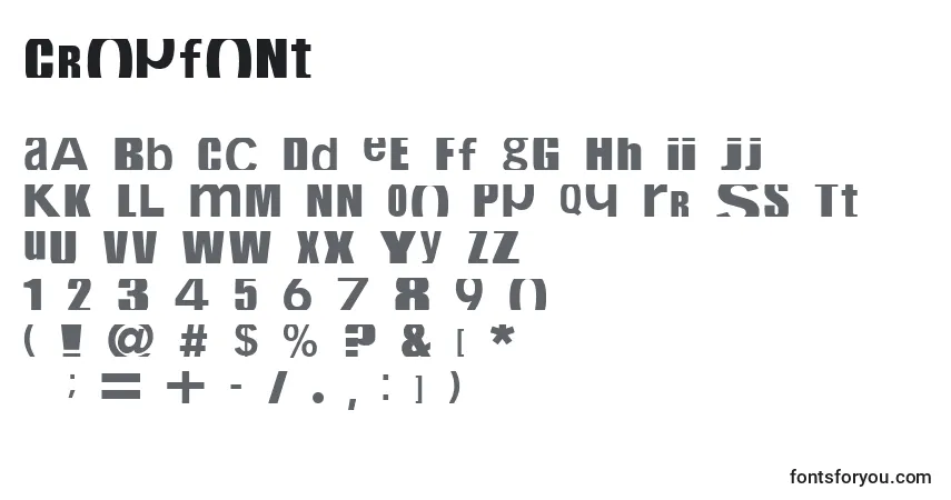Schriftart Cropfont – Alphabet, Zahlen, spezielle Symbole