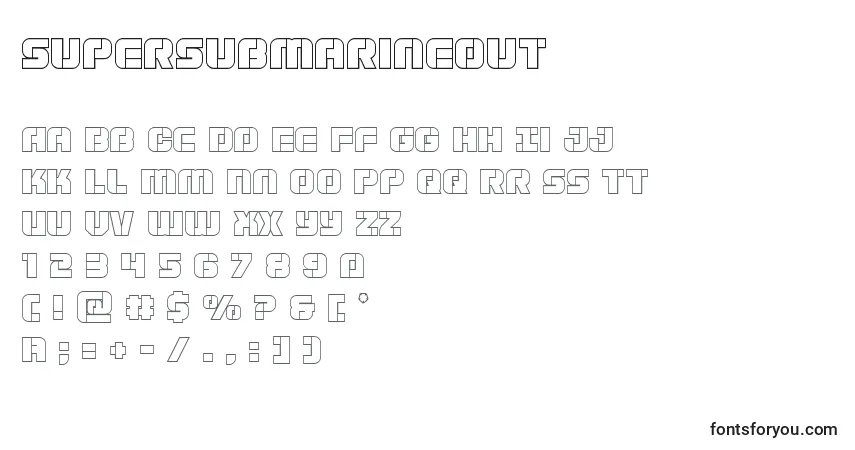 Czcionka Supersubmarineout – alfabet, cyfry, specjalne znaki