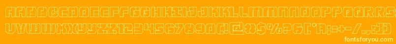 Supersubmarineout-Schriftart – Gelbe Schriften auf orangefarbenem Hintergrund