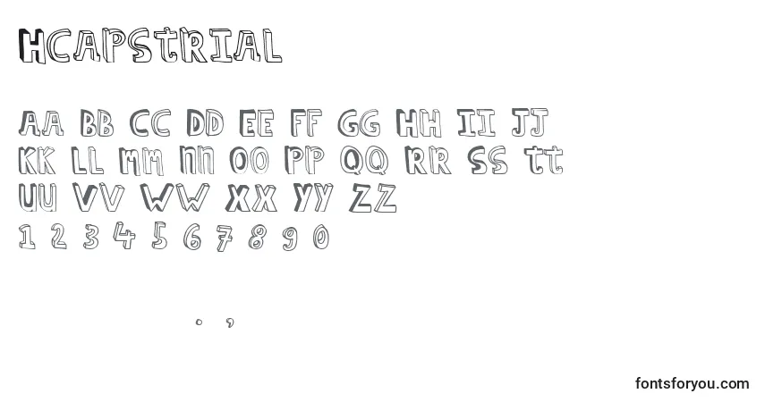 A fonte Hcapstrial (69982) – alfabeto, números, caracteres especiais