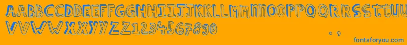 Hcapstrial Font – Blue Fonts on Orange Background